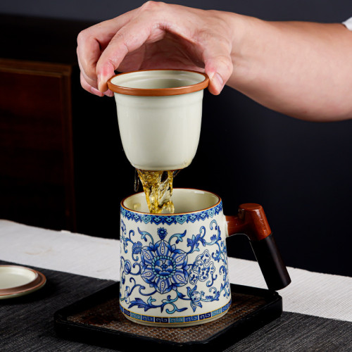 汝窰辦公杯禮盒套高檔紫砂馬克杯陶瓷黑陶水杯套畢業開學季伴手禮