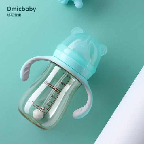 新生兒減少脹氣奶瓶PPSU寬口徑母乳奶嘴寶寶嬰兒防嗆1-3嵗吸管杯