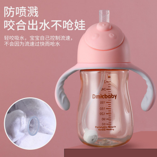 新生兒減少脹氣奶瓶PPSU寬口徑母乳奶嘴寶寶嬰兒防嗆1-3嵗吸管杯