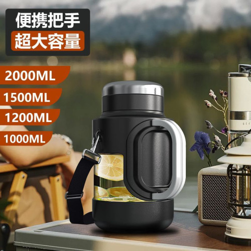 防摔耐高溫超大容量玻璃杯雙層防爆水杯男泡茶水分離可攜式水壺杯子