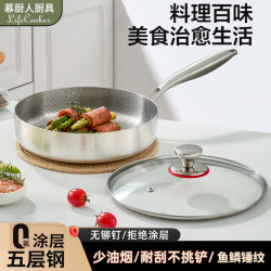 德國鈦煎鍋無塗層鈦鍋不沾鍋蜂窩鎚紋炒鍋鈦合金家用平底煎鍋
