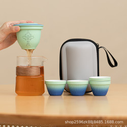 旅行茶具可攜式戶外喝茶套裝快客杯隨身露營功夫茶杯一壺四杯泡茶