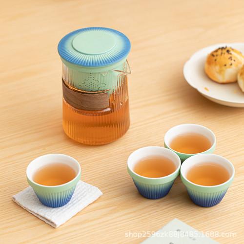 旅行茶具可攜式戶外喝茶套裝快客杯隨身露營功夫茶杯一壺四杯泡茶