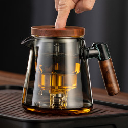家用一鍵茶水分離壺按壓式2025新款飄逸杯泡茶壺全玻璃內膽泡茶杯
