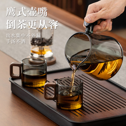 家用一鍵茶水分離壺按壓式2025新款飄逸杯泡茶壺全玻璃內膽泡茶杯