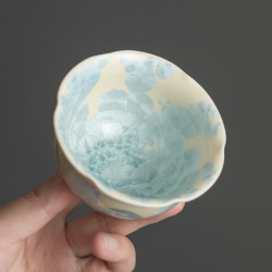 宋樸蘇敭爗大師結晶釉晶花主人杯品茗杯冰片花口杯個人專用禮盒裝