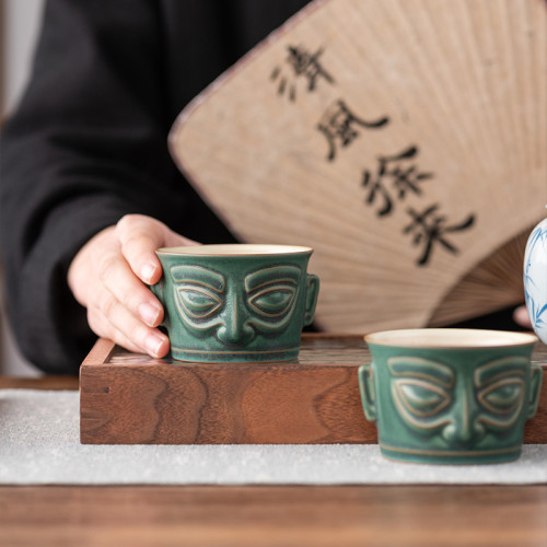 三星堆杯子高級德化陶瓷茶杯主人杯功夫茶具品茗杯喝茶單杯防燙手