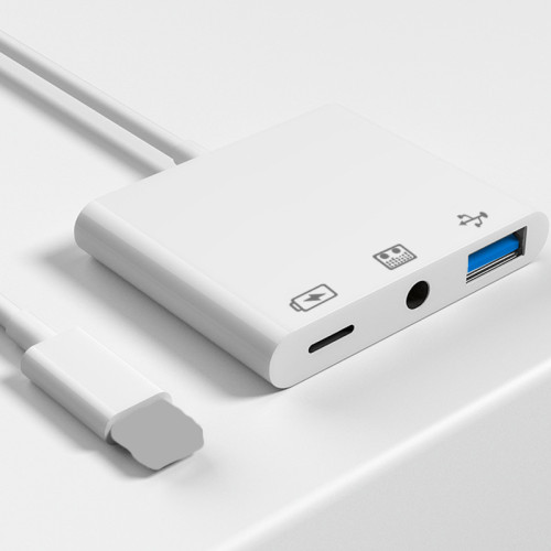 手機otg轉接線三合一適用蘋果iphone聲卡麥克風U盤轉換器轉接口