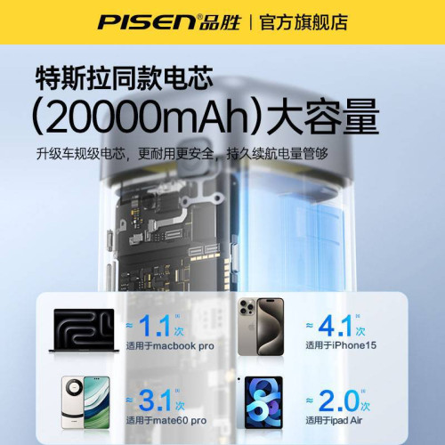 品勝PD100W快充筆電充電寶20000安培大容量便捷 行動電源禮品