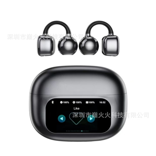 temu爆款名創優品ai翻譯耳機G08智慧彩色螢幕ows掛耳式夾耳式藍牙耳機