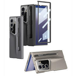 適用三星zfold7折曡手機殼創意磨砂筆槽商務刀鋒手機保護套