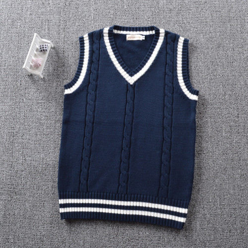  學院英倫風JK製服V領男女麻花間色背心校服毛衣馬甲針織衫