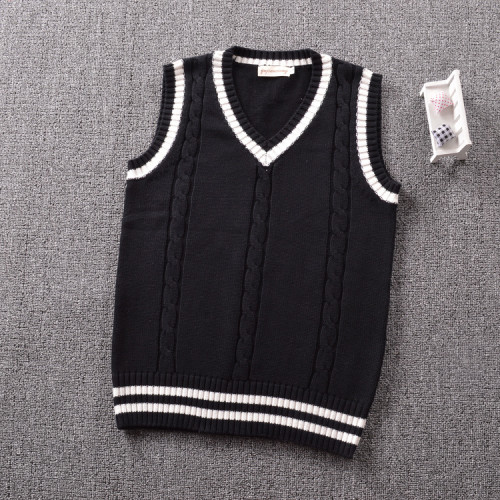  學院英倫風JK製服V領男女麻花間色背心校服毛衣馬甲針織衫