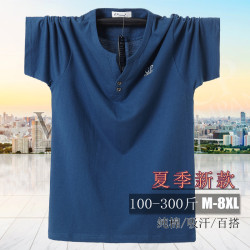 2024大碼短袖T恤男 V領加肥加大半袖棉運動肥佬裝8XL8913