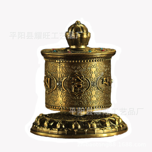 尼泊爾工藝六字真言指捏轉經筒嘎烏盒法器純銅小號指撚轉經輪擺件