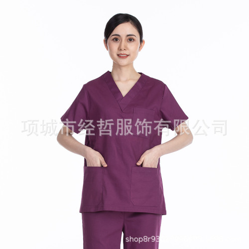 男女洗手衣棉短袖手術室隔離衣墨綠刷手服口腔護士工作服分體套裝
