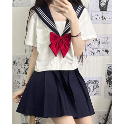 白三本日系秋冬款JK學生製服校服班服短袖英倫海軍風套裝女水手服
