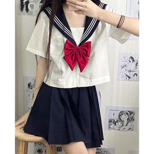 白三本日系秋冬款JK學生製服校服班服短袖英倫海軍風套裝女水手服