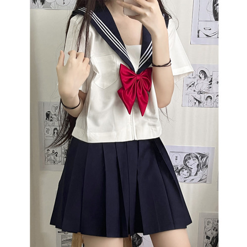 白三本日系秋冬款JK學生製服校服班服短袖英倫海軍風套裝女水手服