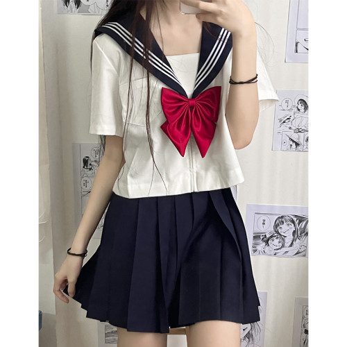 白三本日系秋冬款JK學生製服校服班服短袖英倫海軍風套裝女水手服