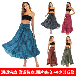 S006休閒泰國歐美連衣裙半身裙沙灘度假裙兩穿大擺裙波西米亞