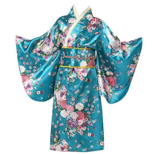 新款女童和服日本傳統改良印花開衫睡衣長袍小花正裝和服套裝