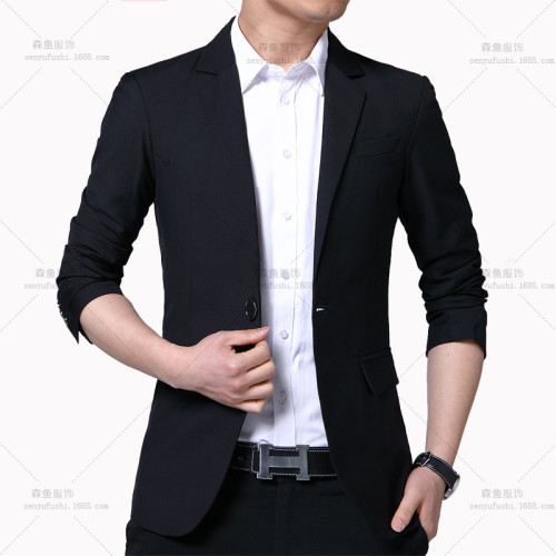 春秋款西裝男士西服修身商務韓版休閒純色男士西裝職業裝