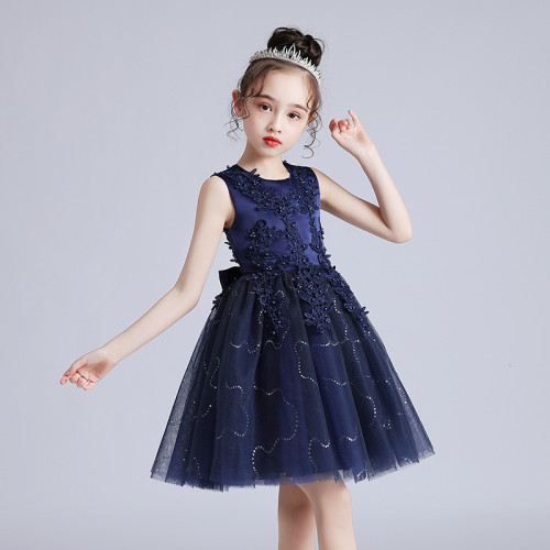 女童短款夏婚紗禮服裙蓬蓬網紗公主裙中大童裝女童六一兒童演出服