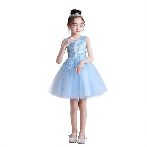 女童短款夏婚紗禮服裙蓬蓬網紗公主裙中大童裝女童六一兒童演出服