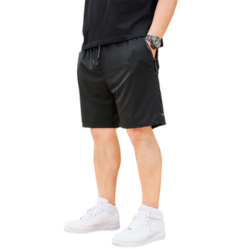 大碼男裝彈力夏季透氣網眼冰絲胖子中褲加把加大休閒速乾薄款短褲
