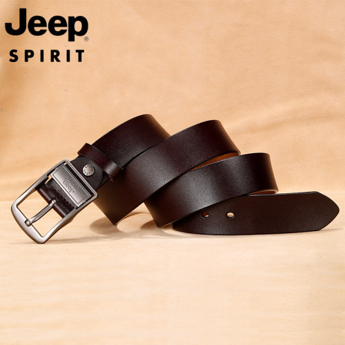 JEEPSPIRIT吉普男士二層牛皮針釦皮帶OM18CD996BT0346
