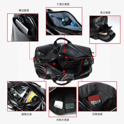男士旅行包手提包防水運動包圓筒訓練健身包大容量行李單肩包
