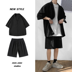 dk製服男全套夏季寬松學院風西裝外套潮流jk套裝七分袖雅痞小西服