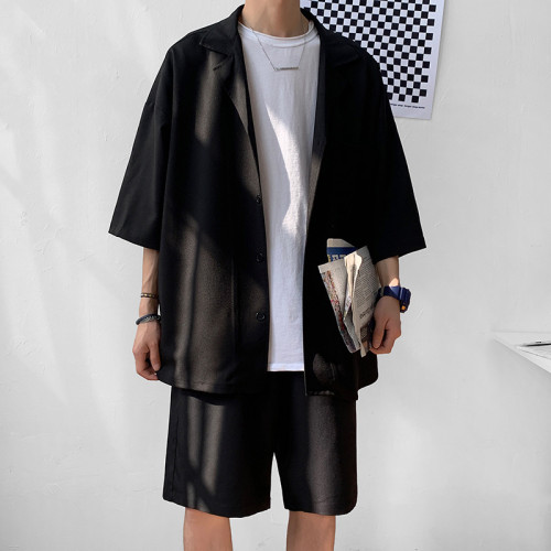dk製服男全套夏季寬松學院風西裝外套潮流jk套裝七分袖雅痞小西服