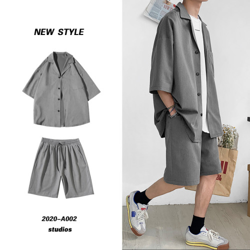 dk製服男全套夏季寬松學院風西裝外套潮流jk套裝七分袖雅痞小西服