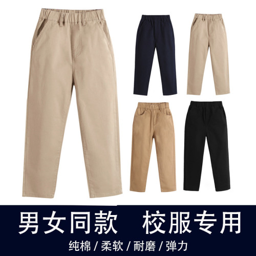 2023春秋童褲男童女童卡其色深藍色校褲西裝褲中小學生米色褲子