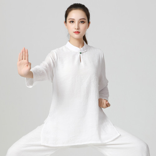 紗紗麻太極練功服套裝春夏季新款薄款居士套裝禪修禪茶武術瑜伽女