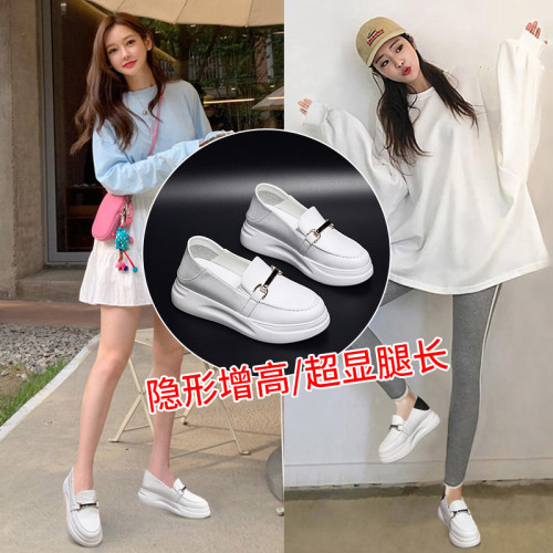 2023新款隱形內增高女鞋懶人兩穿涼鞋女小個子真皮休閒半拖鞋女