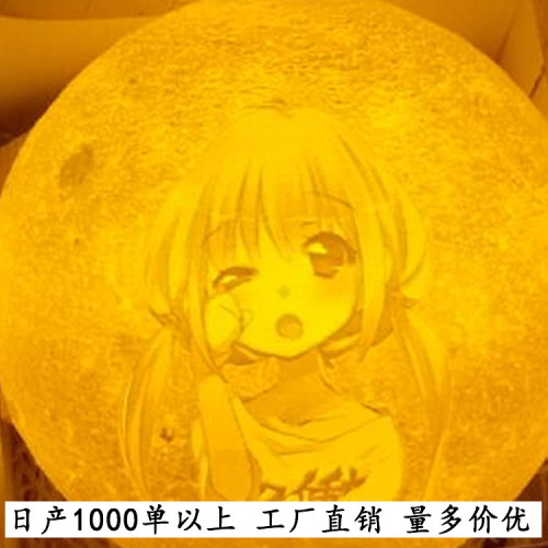 個性定~製USB月亮小夜燈 網紅節日禮物3D打印月球燈