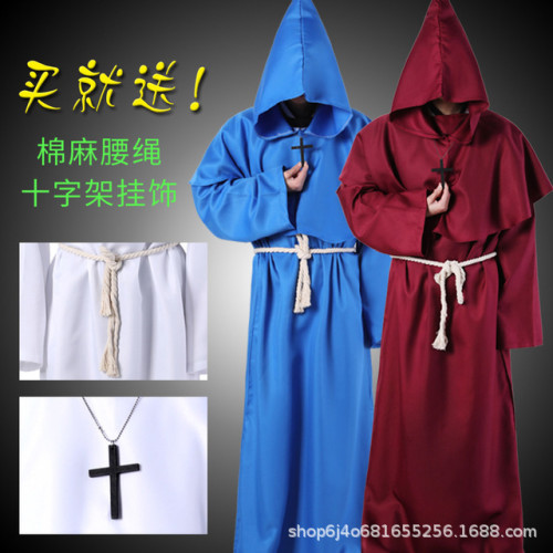 中世紀僧侶服巫師牧師cos服萬聖節死神長袍cosplay角色扮演服裝