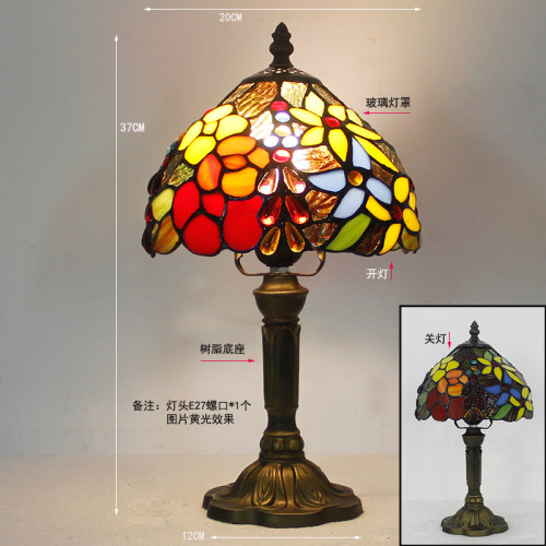 蒂凡尼彩玻璃台燈豪華 玻璃燈罩台燈室內裝飾氛圍燈床頭閲讀書燈