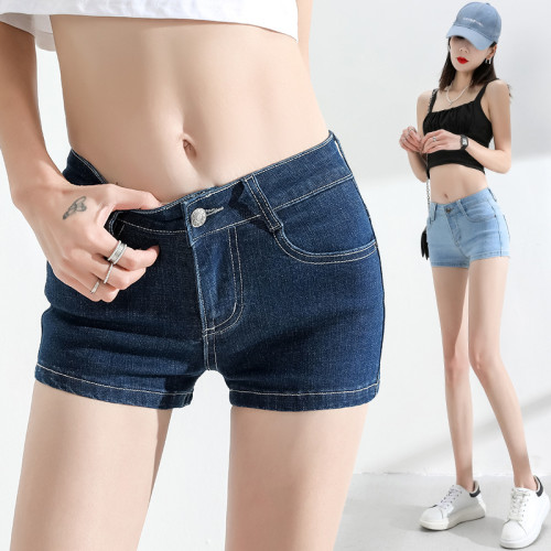 低腰牛仔褲女夏性感彈力淺色短褲修身顯瘦超短褲緊身熱褲2025新款
