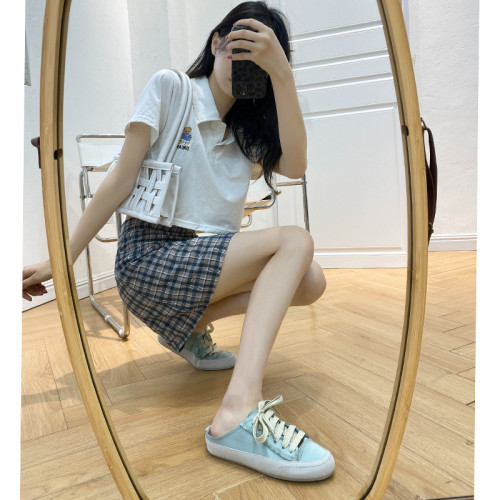 女士單鞋外穿夏季新款綢緞真絲小白鞋女韓版休閒一腳蹬半拖鞋女