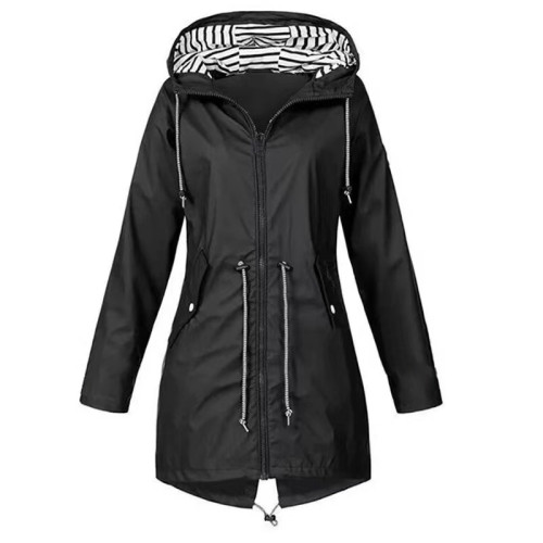 2020wish秋冬拉鍊女沖鋒衣戶外連帽登山服外套