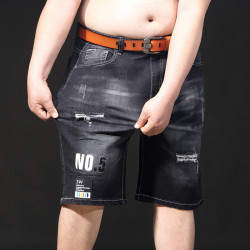 胖子男裝加肥加大碼破洞牛仔短褲男寬松休閒肥佬夏季五分褲中褲潮