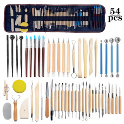 陶藝工具54件套陶泥黏土雕刻工具拉坯刮刀壓痕筆泥塑套裝