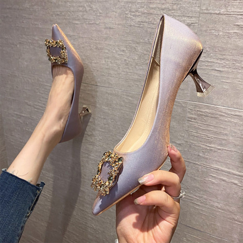 61502-85高跟鞋女2024年新款細跟紅色新娘鞋婚紗鞋中式秀禾3CM5CM