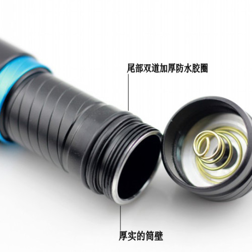 L2 LED強光潛水手電筒水下遠射頭燈夜潛趕海黃光補光燈26650