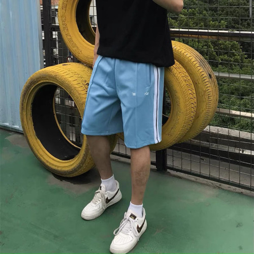 天使新款休閒運動短褲男女透氣微彈速乾側邊織帶彩虹配色褲腰抽繩