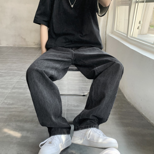 春秋季牛仔褲男潮牌寬松墜感工裝褲ins港風嘻哈潮流老爹拖地長褲